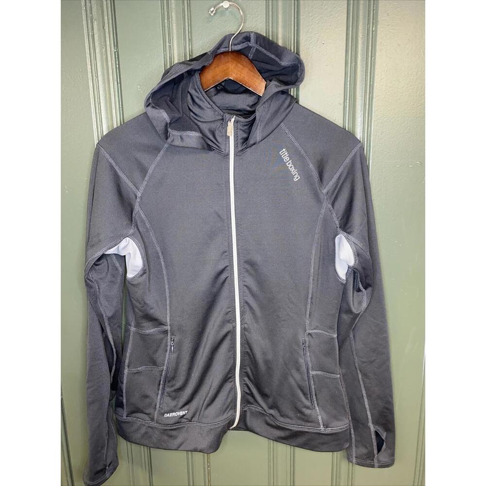 Title Boxing full zip hooded women's medium workout jacket Black .